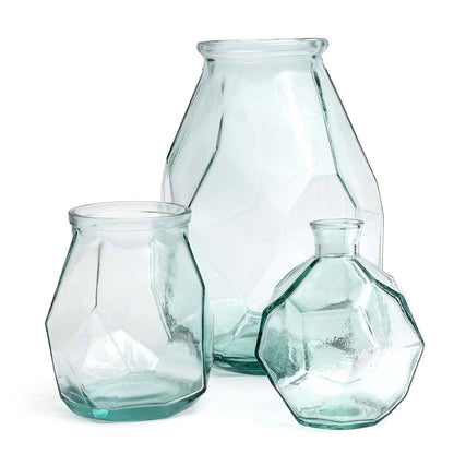Vaso Origami Longo em Vidro — Azul