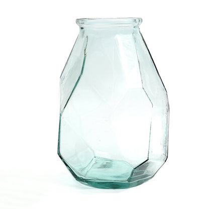 Vaso Origami Longo em Vidro — Azul