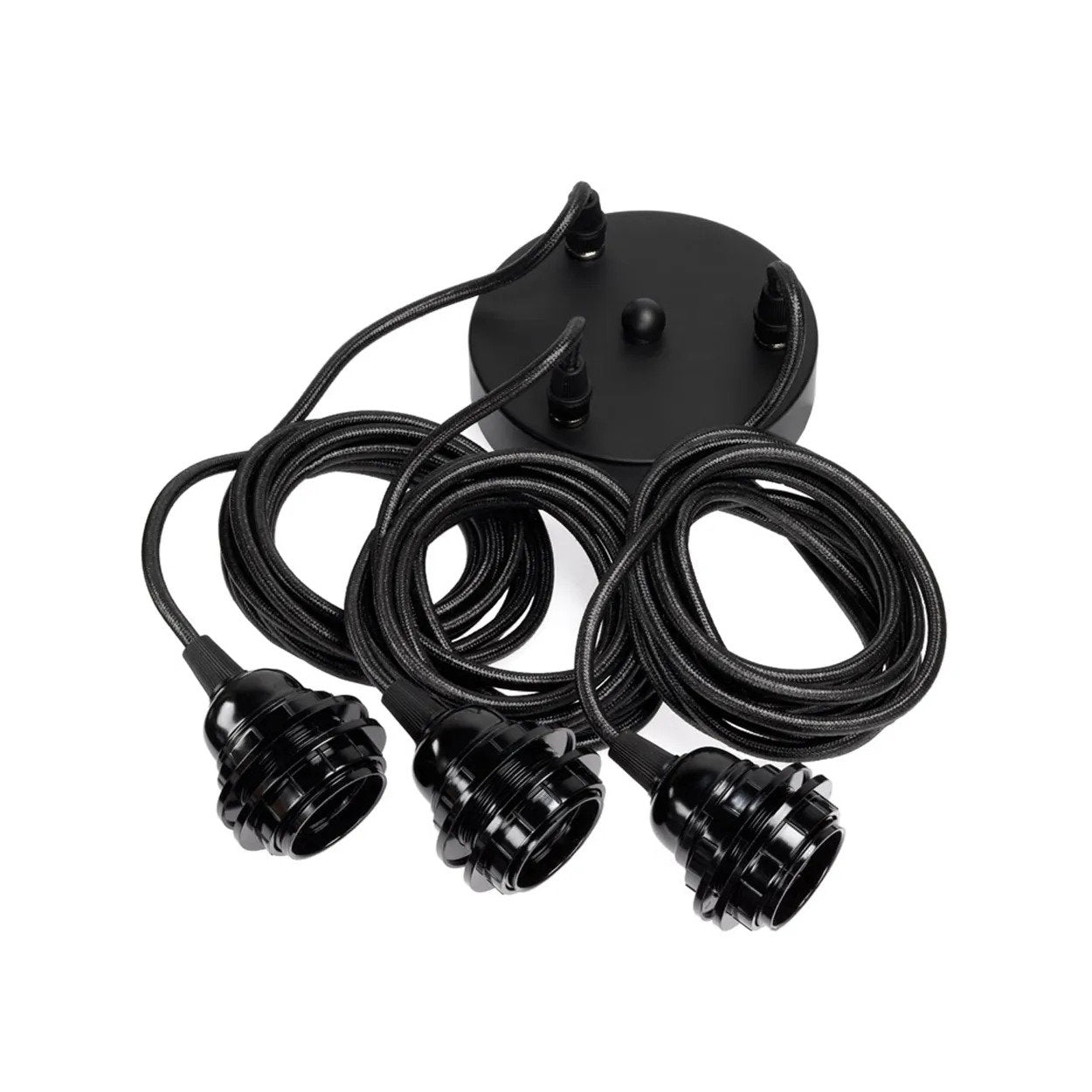 Conjunto de Cabo para Candeeiro Pendente — Preto, 3 Casquilhos