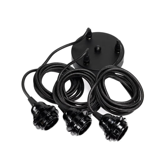 Conjunto de cable para lámpara colgante, negro, 3 portalámparas