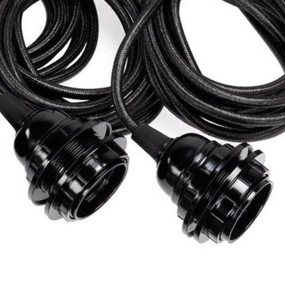 Conjunto de Cabo para Candeeiro Pendente — Preto, 3 Casquilhos