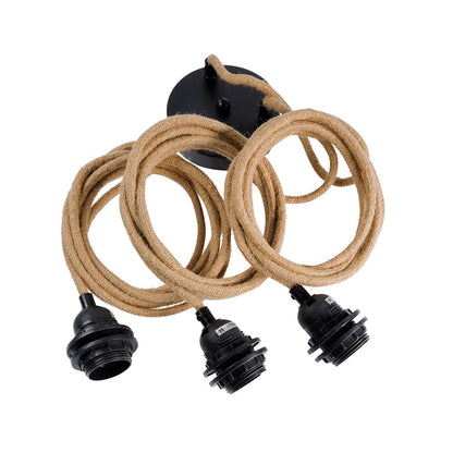 Pendant Lamp Cable Set — Natural and Black, 3 Sockets