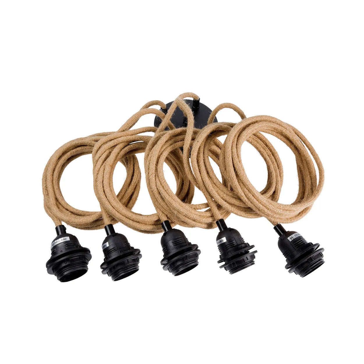 Pendant Lamp Cable Set — Natural and Black, 5 Sockets