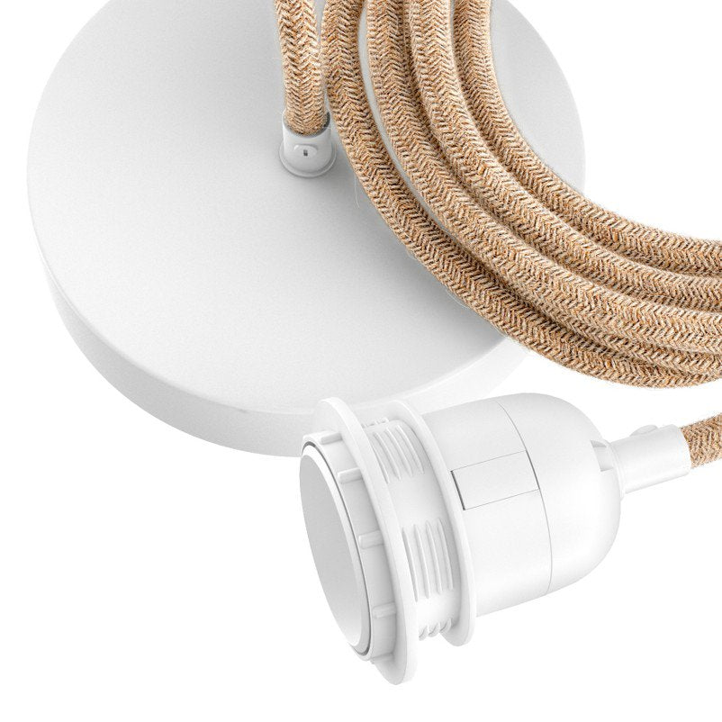 Conjunto de Cabo para Candeeiro Pendente — Natural e Branco, 1 Casquilho
