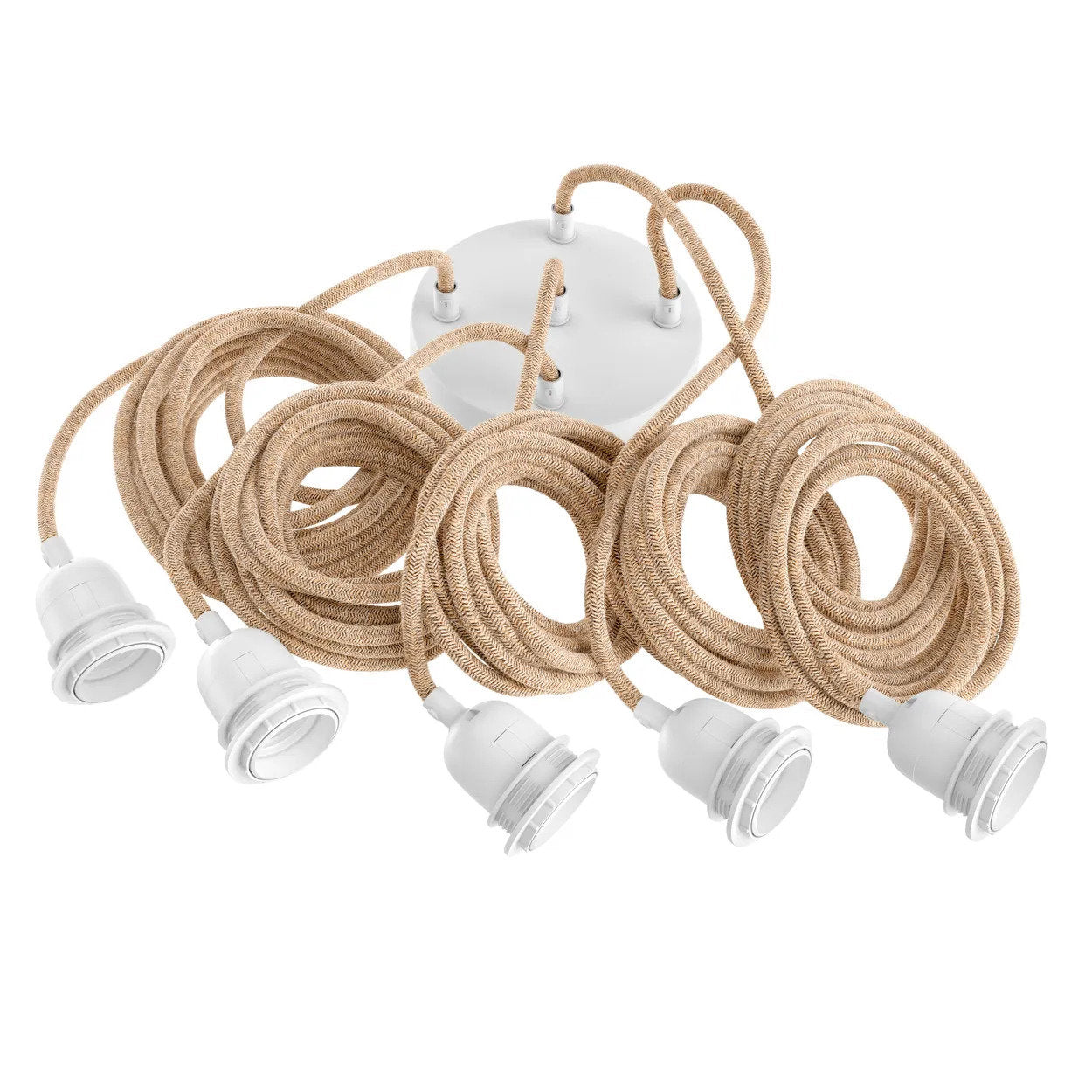 Pendant Light Cord Set — Natural and White, 5 Sockets