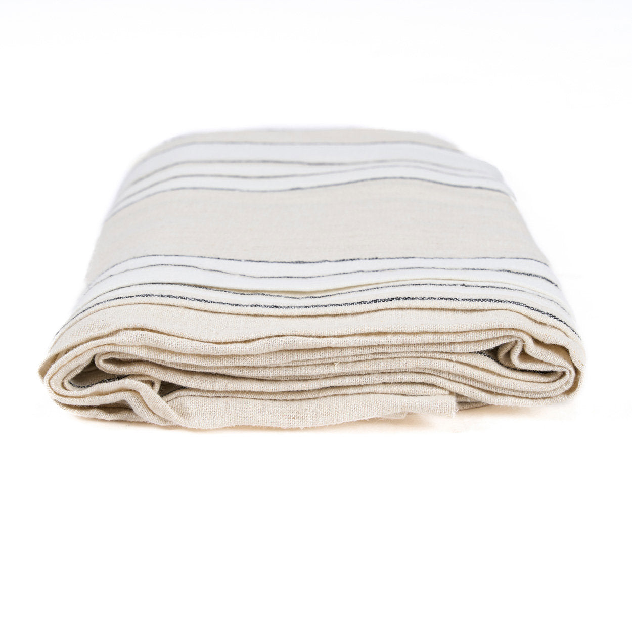 Toalha de Mesa Provence em Linho Natural com Riscas — 150 × 250 cm