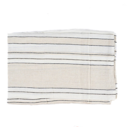 Toalha de Mesa Provence em Linho Natural com Riscas — 150 × 250 cm