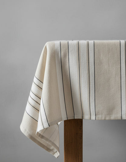 Provence Linen Tablecloth with Stripes — 150 × 300 cm