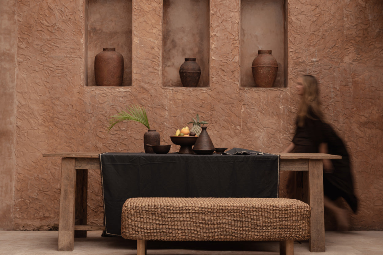Toalha de Mesa Toscana em Linho Cinzento com Risca — 150 × 250 cm