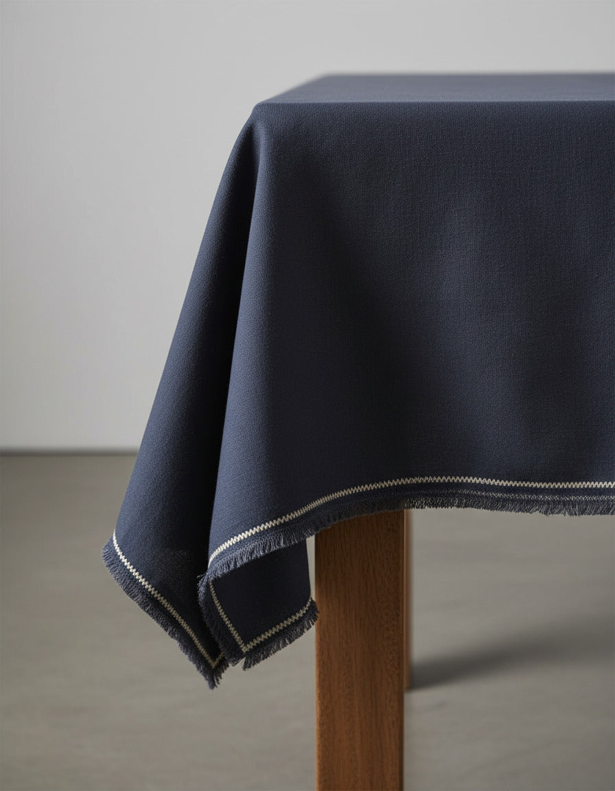 Toalha de Mesa Toscana em Linho Cinzento com Risca — 150 × 250 cm