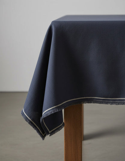 Toalha de Mesa Toscana em Linho Cinzento com Risca — 150 × 250 cm