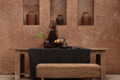 Toalha de Mesa Toscana em Linho Cinzento com Risca — 150 × 300 cm