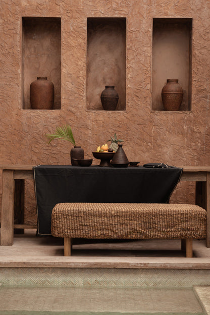 Toalha de Mesa Toscana em Linho Cinzento com Risca — 150 × 300 cm