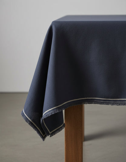 Toalha de Mesa Toscana em Linho Cinzento com Risca — 150 × 300 cm