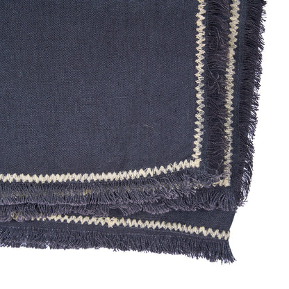 Toalha de Mesa Toscana em Linho Cinzento com Risca — 150 × 300 cm