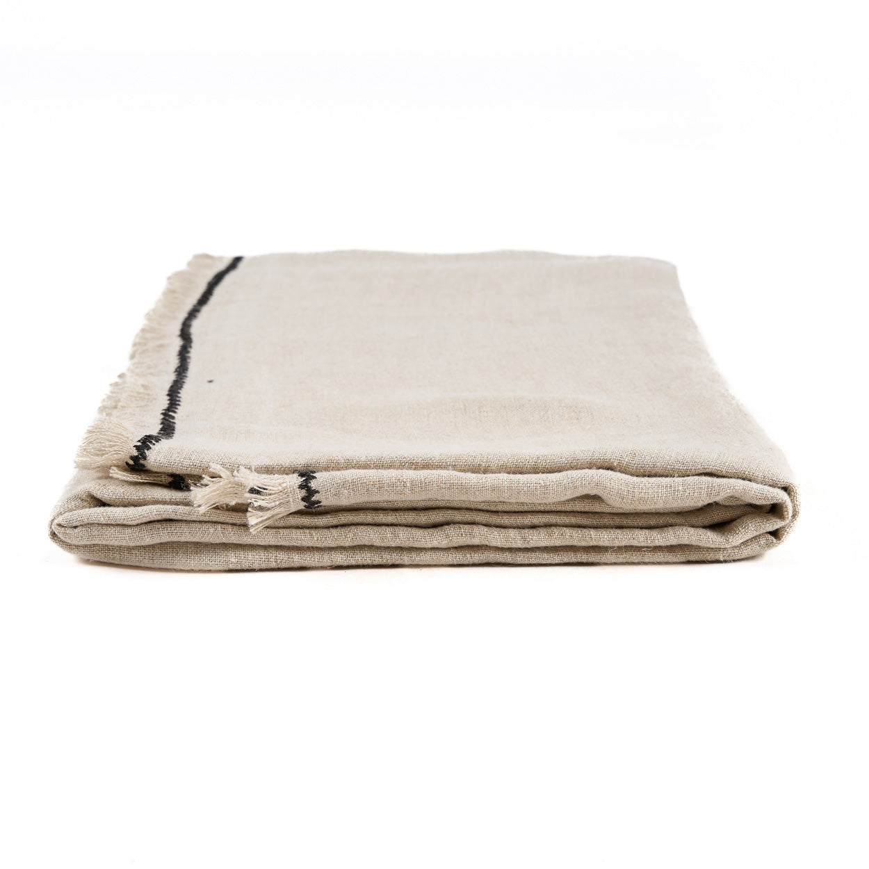 Tuscany Tablecloth in Natural Linen with Stripe — 150 × 250 cm