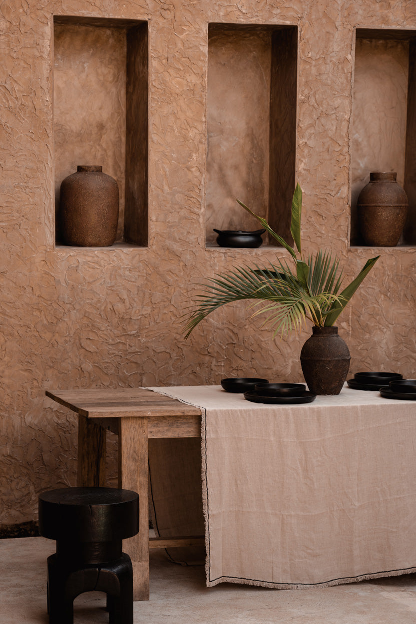 Toscana Natural Linen Striped Tablecloth — 150 × 300 cm