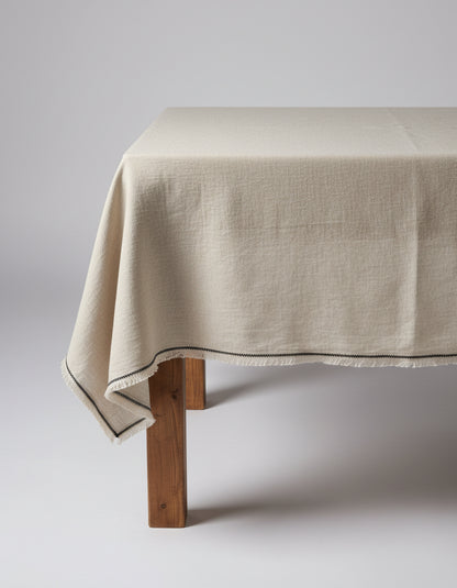 Toscana Natural Linen Striped Tablecloth — 150 × 300 cm