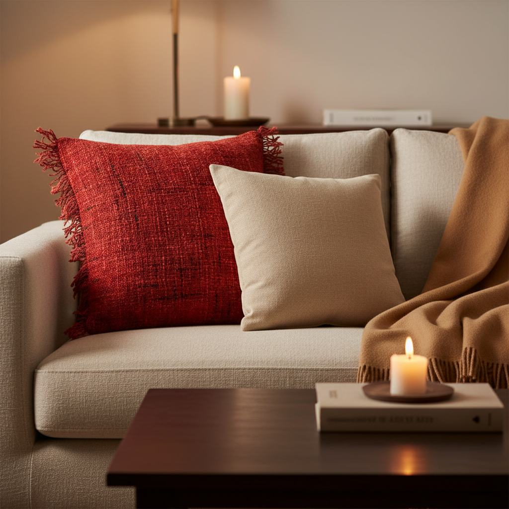 Oh My Gee Cotton Cushion Cover — Cherry Red — 60×60