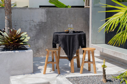 Linen Tablecloth — Black — 150×150