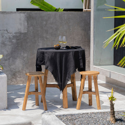 Linen Tablecloth — Black — 150×150