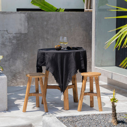 Linen Tablecloth — Black — 150×150
