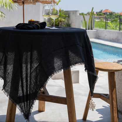 Linen Tablecloth — Black — 150×200
