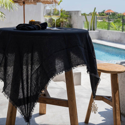 Mantel de Lino — Negro — 150×200