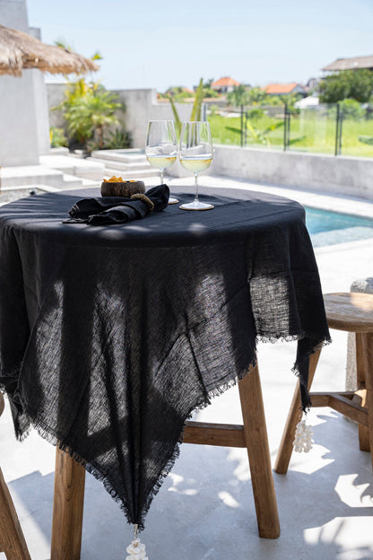 Linen Tablecloth — Black — 150×200