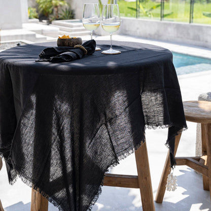 Mantel de Lino — Negro — 150×200