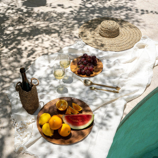 Linen Tablecloth — White — 150×150