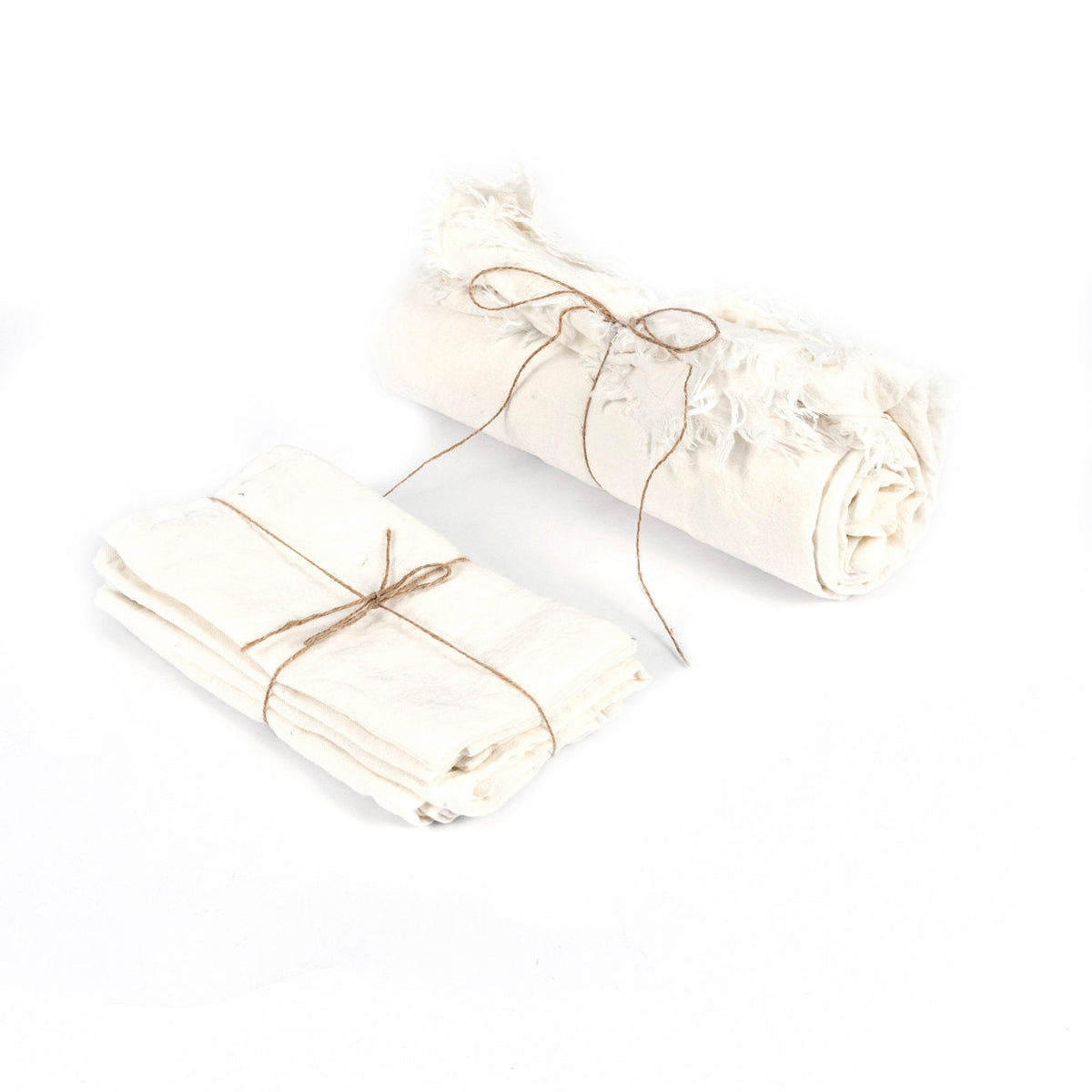 Mantel de lino — Blanco — 150×150