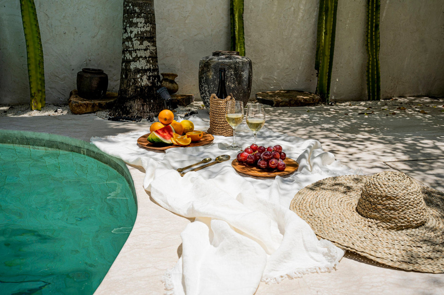 Linen Tablecloth — White — 150×150