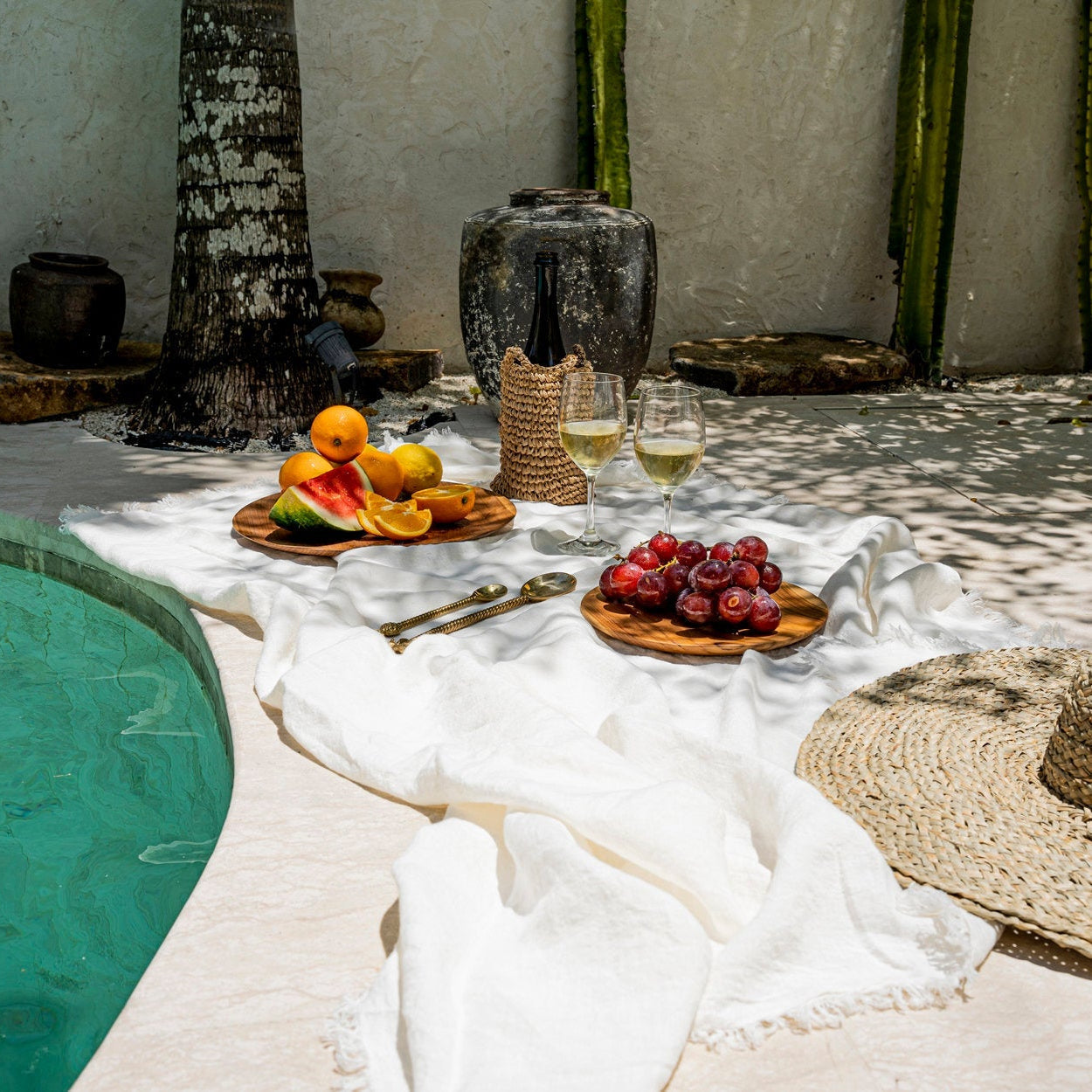 Linen Tablecloth — White — 150×150