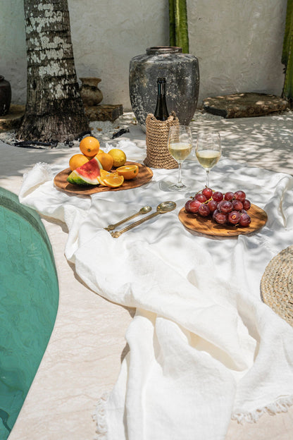 Linen Tablecloth — White — 150×200
