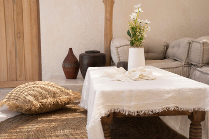 Linen Tablecloth — White — 150×200