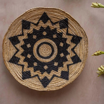 Large Decorative Banana Leaf Plate - Aztec