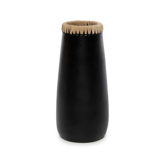 Vaso Sneaky em Terracota — Preto e Ráfia — G