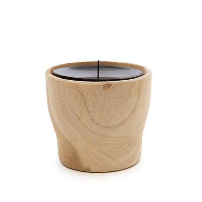 Teak Candle Pin with Raffia