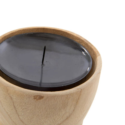 Teak Candle Pin with Raffia