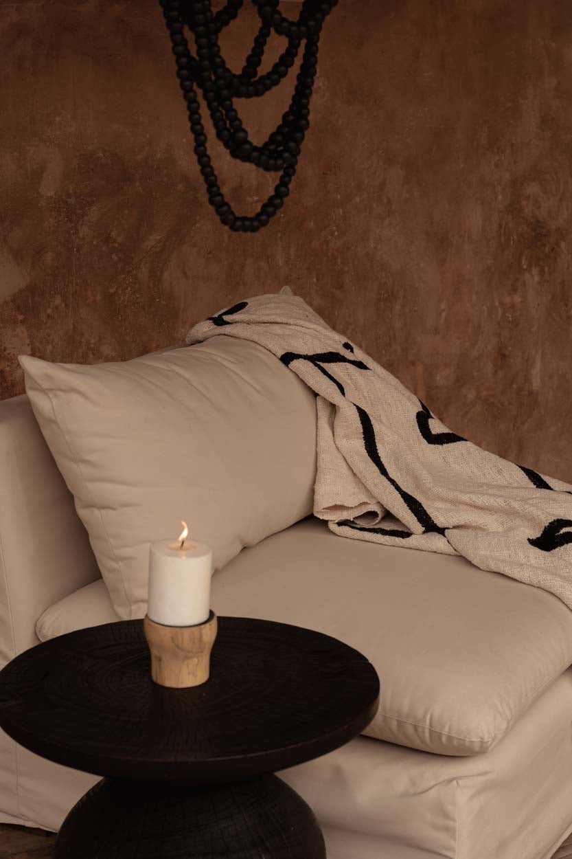 Teak Candle Pin with Raffia