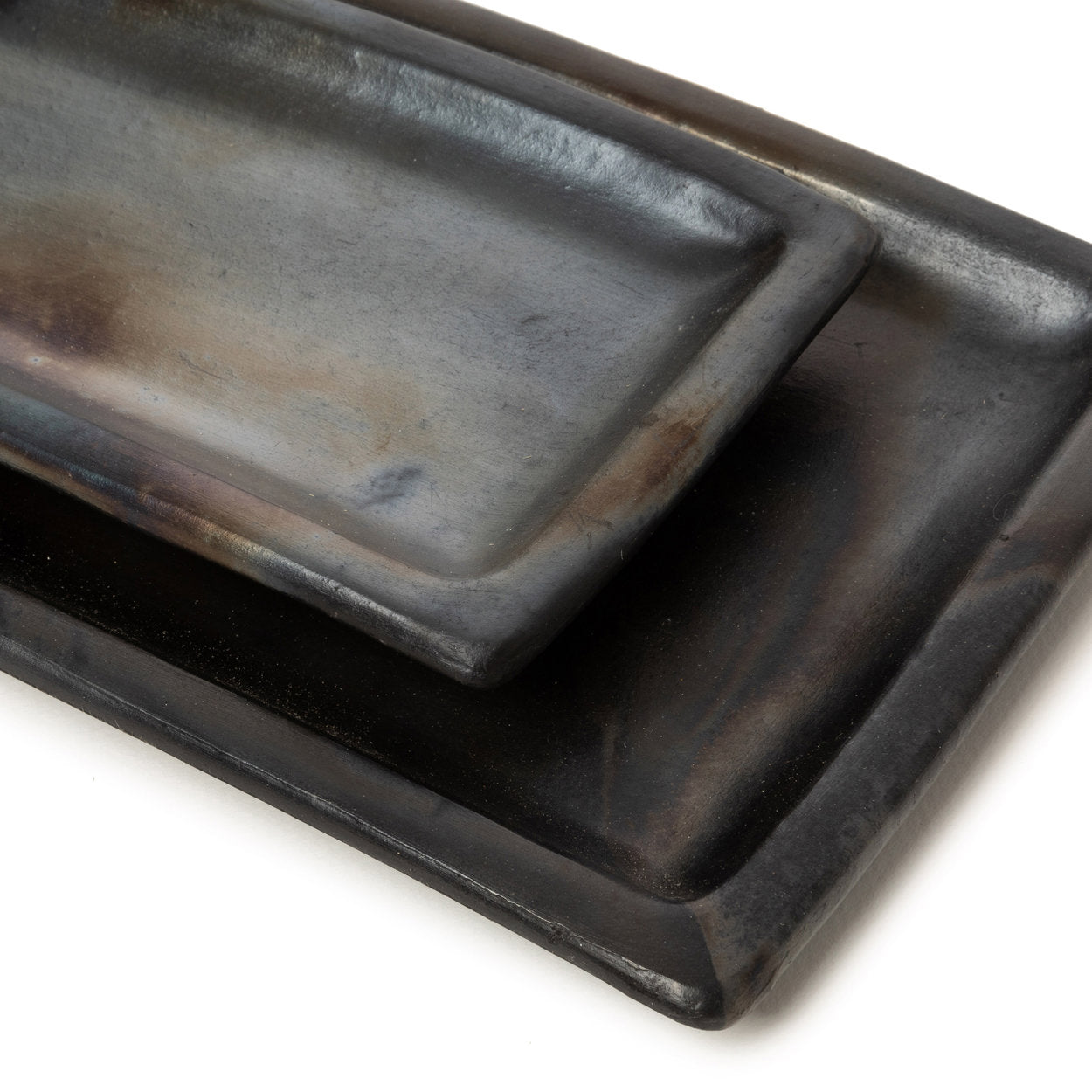 Black Ceramic Burnt Sushi Plate — 36 × 17 cm