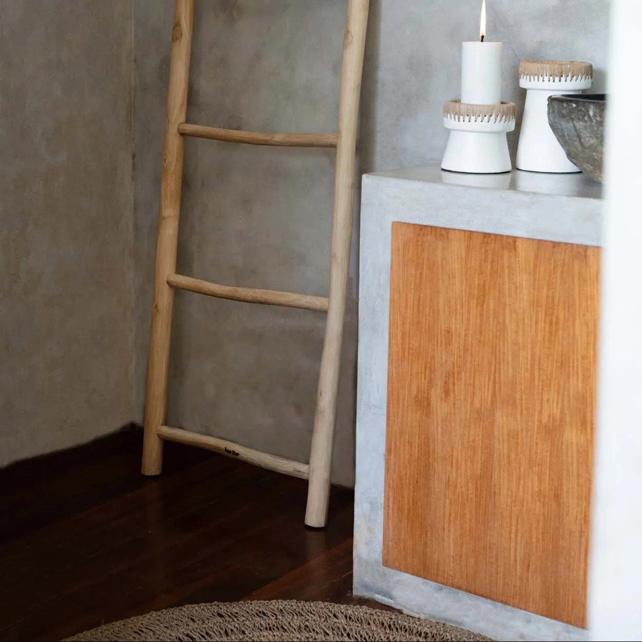 Tulum Decorative Ladder in Natural Teak — 165 cm