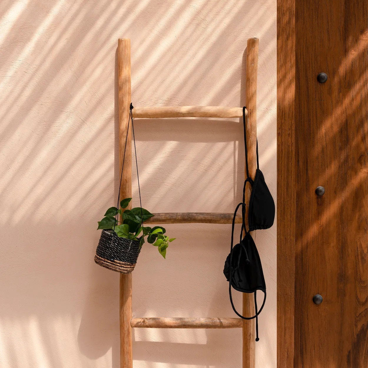 Tulum Decorative Ladder in Natural Teak — 165 cm