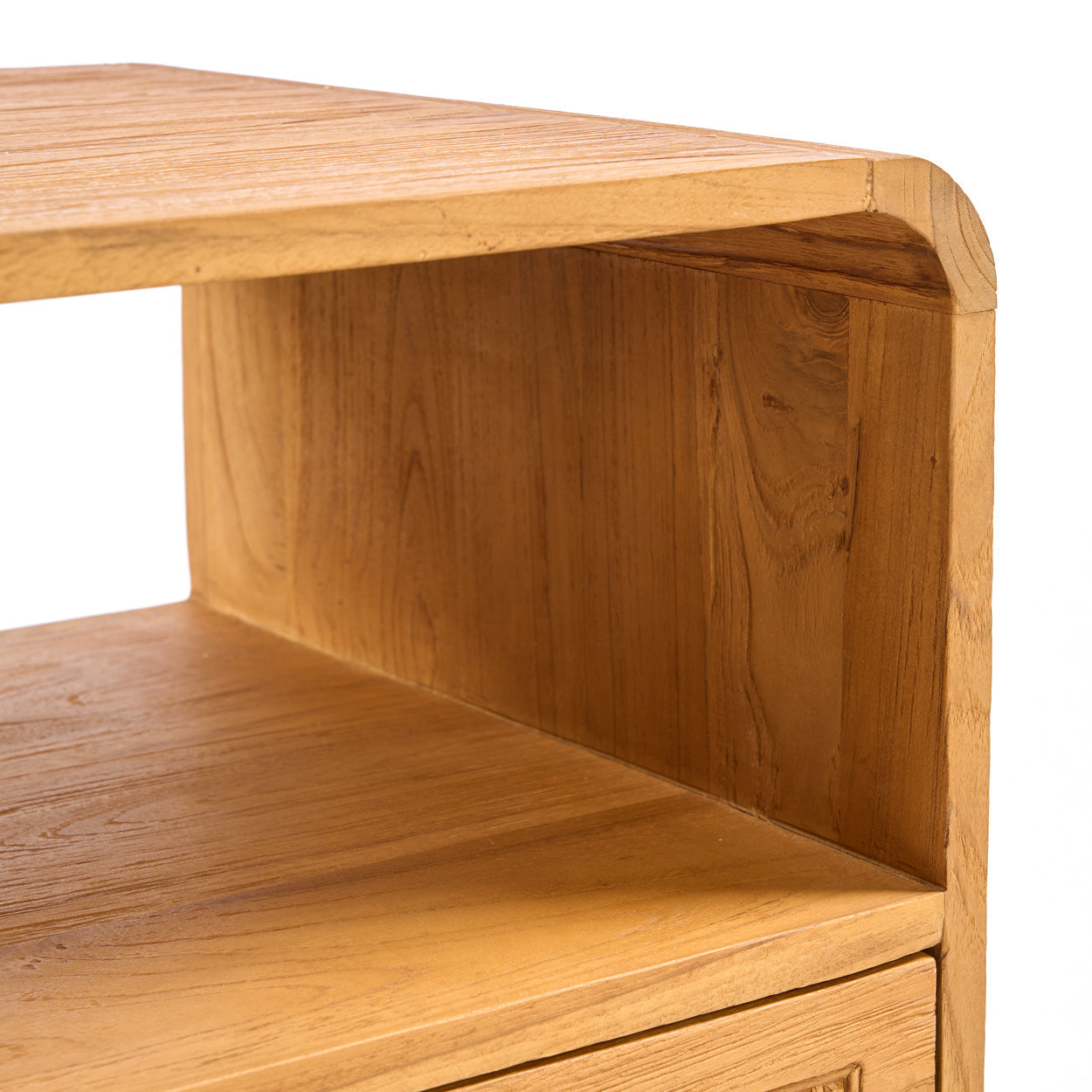 Breeze Teak and Natural Rattan Bedside Table