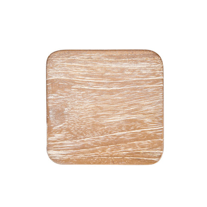 Pack de 4 Porta-Copos em Pedra Natural Rústica, Branco Lavado — Ø 10 cm