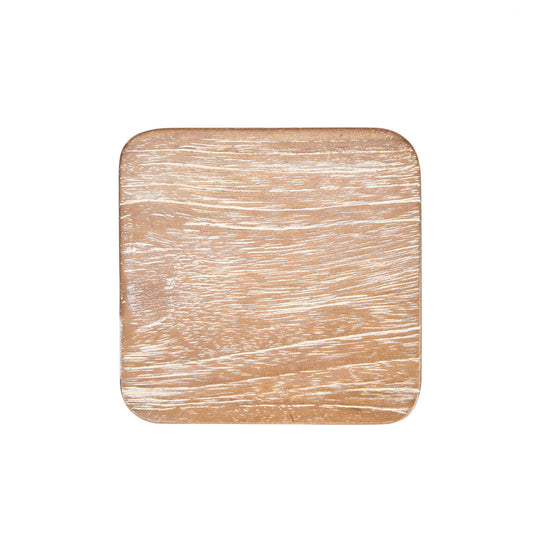 Pack de 4 Porta-Copos em Pedra Natural Rústica, Branco Lavado — Ø 10 cm