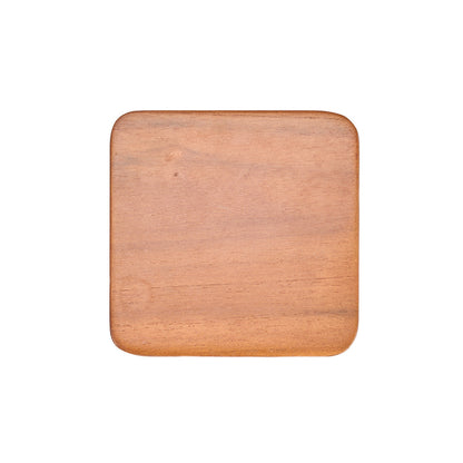 Pack de 4 Porta-Copos em Pedra Natural Lisa, Mogno — Ø 10 cm
