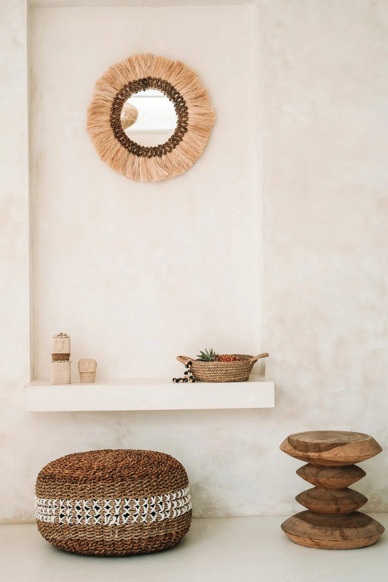 Espelho Mowgli com Moldura em Rattan Natural — 60 × 70 cm
