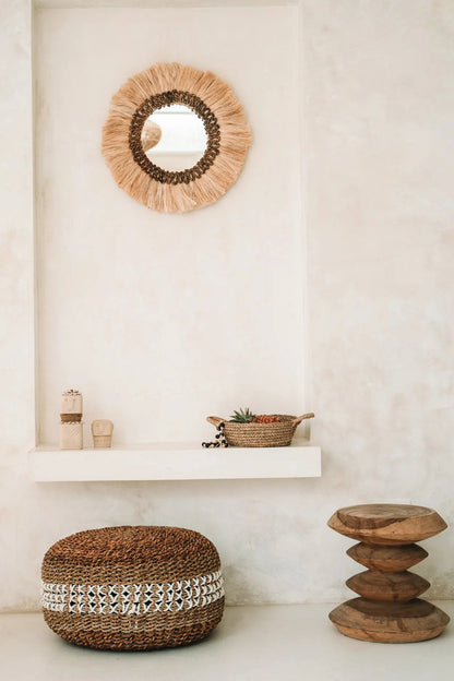 Espelho Mowgli com Moldura em Rattan Natural — 60 × 70 cm